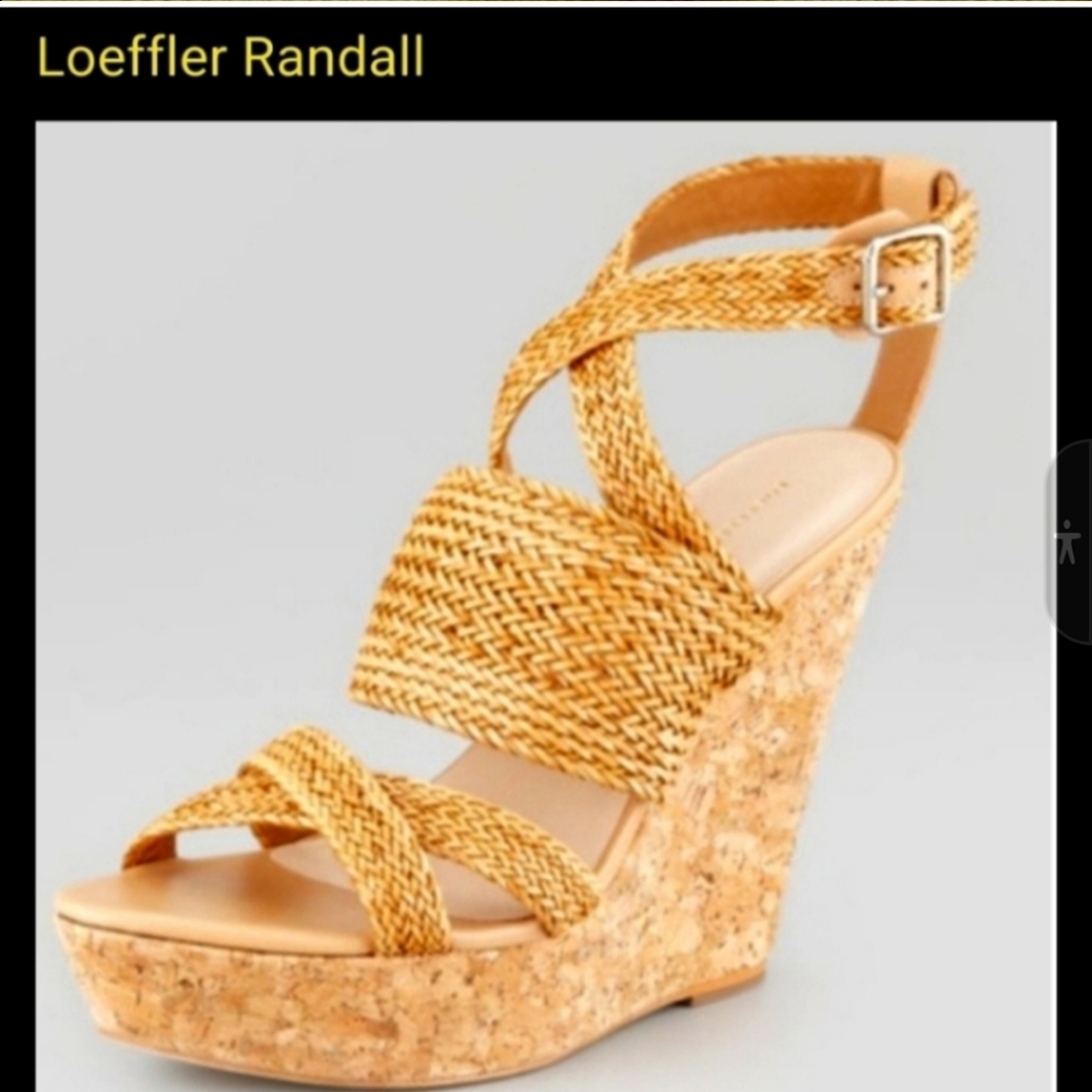 Loeffler Randall Lake sexy Strappy Woven Cork Wedge Sandals